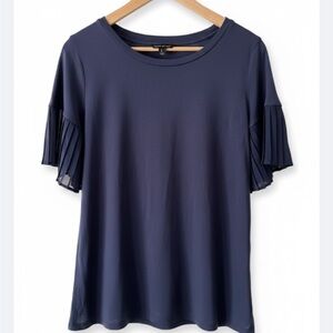 Banana Republic Navy Blouse Top with Pleated Sleeves